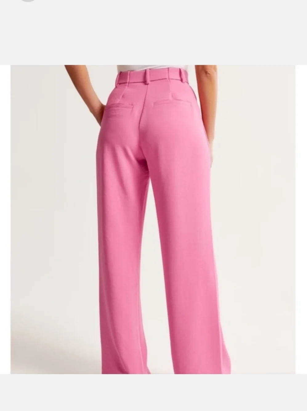 Abercrombie Sloane Pink Wide Leg Trousers High Rise Tailored Pants 27/4 Short - Picture 6 of 16